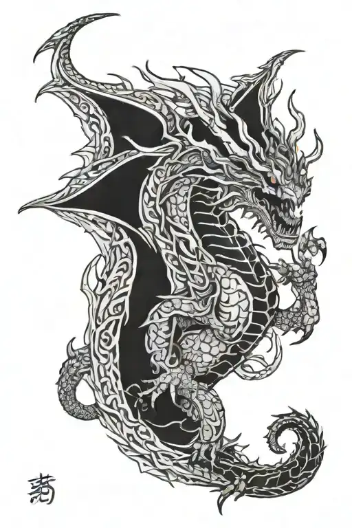 Fire dragon wrapped tattoo design idea