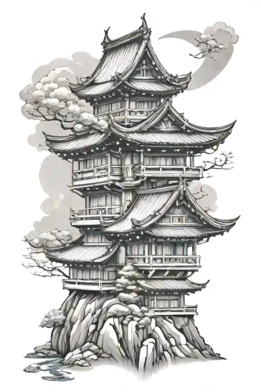 Japanese Culture Design Ideas House" Tattoo Design Idea in montain tattoo design idea