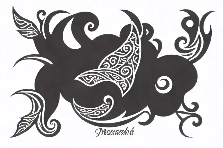 incorporates the word "Manawanui," which means resilience or perseverance in Maori, with traditional   tattoo design idea