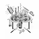 Incorporate musical notes and welding tools in a unique design tattoo design idea