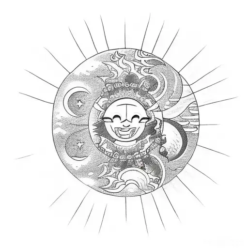 Sun and Moon tattoo design idea