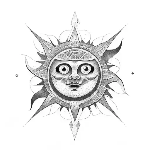 sun in Maya style tattoo design idea