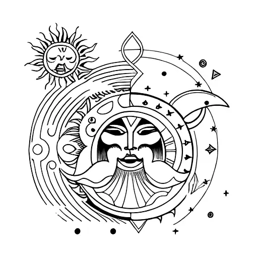 Sun and Moon tattoo design idea