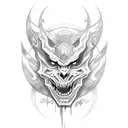 tattoo on a brush,sharp lines,demon,pencil drawing, tribal tattoo design idea