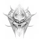 tattoo on a brush,sharp lines,demon,pencil drawing, tribal tattoo design idea