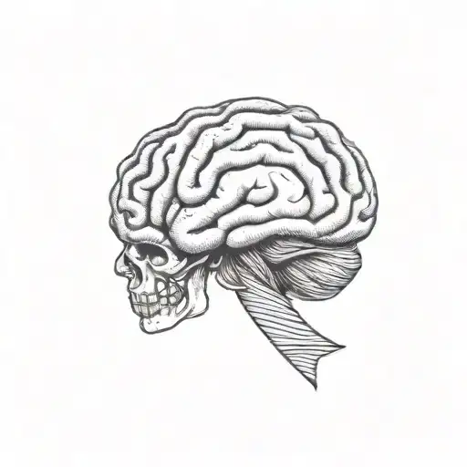 brain AVM with maroon ribbon  tattoo design idea