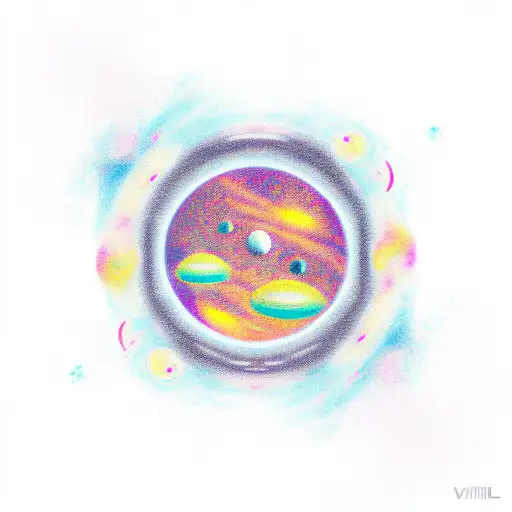 outer space filled with color tattoo design idea