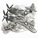 p51 mustang ww2 dogfight tattoo design idea