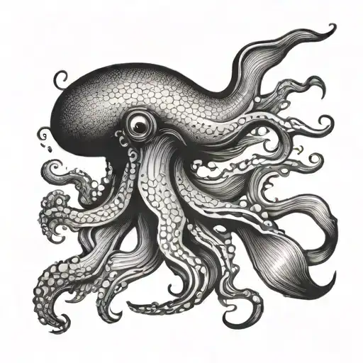 squid with the name juanjo in a corner underneath tattoo design idea