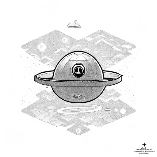  surface UFO abducting an underwater diver with a side-mount configuration tattoo design idea