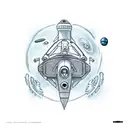  surface UFO abducting an underwater diver with a side-mount configuration tattoo design idea