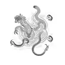 A dotwork design showcasing the silhouettes of a snake, monkey, rabbit, ox, and rooster tattoo design idea