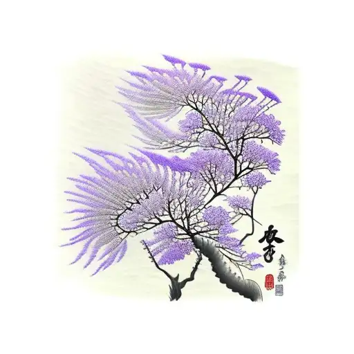 jacaranda tree sleeve  tattoo design idea