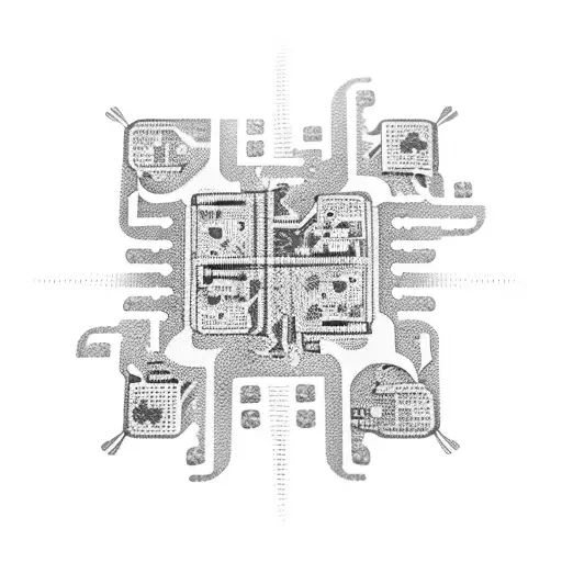 A circuit board and chips on the board will represent 5 children all connect to the parent chip tattoo design idea