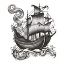 burning viking ship tattoo design idea