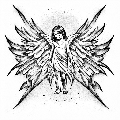 baby angel with wings tattoo design idea