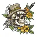 skull smoking weed, rolling dice, ak47, death before dishonor   tattoo design idea