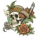 skull smoking weed, rolling dice, ak47, death before dishonor   tattoo design idea
