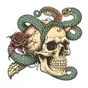 Skull and snake tattoo design idea