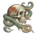 Skull and snake tattoo design idea