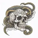 Skull and snake tattoo design idea