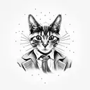 schrodinger's cat wanted dead or alive as an old cowboy poster half of the cat's face is a skull and cat have cowboy hat tattoo design idea