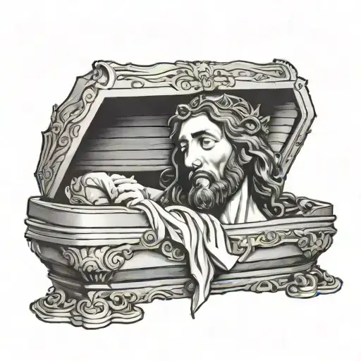 Jesus in casket  tattoo design idea