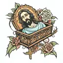 Jesus in casket  tattoo design idea