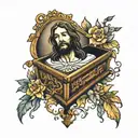 Jesus in casket  tattoo design idea