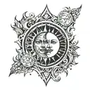 sun and moon tattoo design idea