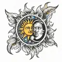 sun and moon tattoo design idea