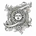 sun and moon tattoo design idea