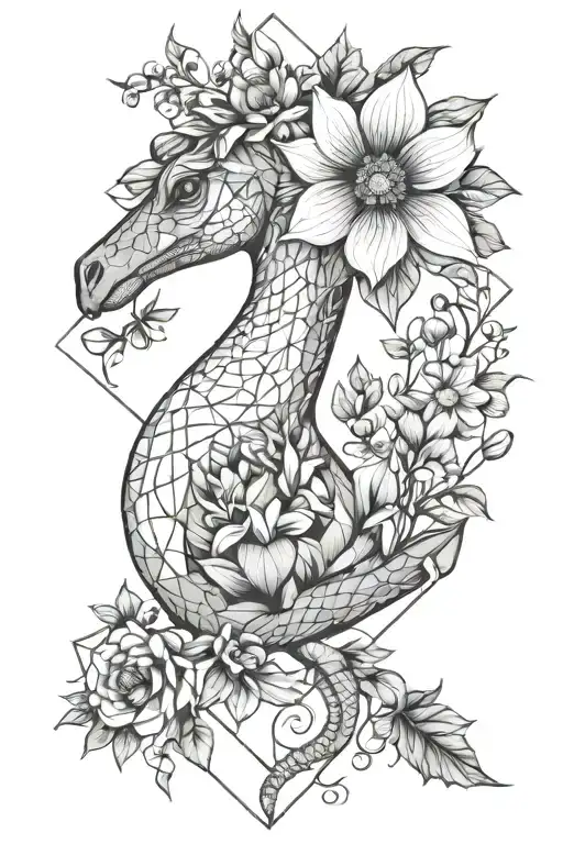 delicate floral, fine lines, elegant, music,feminine, geometric, dinosaur, unicorn tattoo design idea
