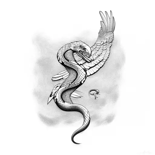 snake and eagle fighting  tattoo design idea