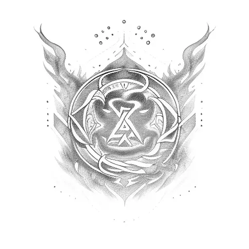 arcane storm of sigils tattoo design idea