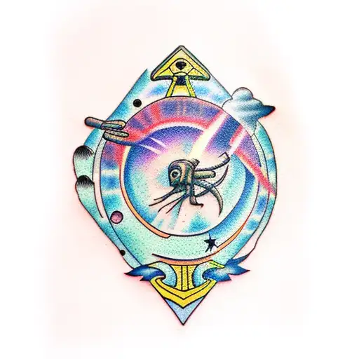 alien abduction tattoo design idea