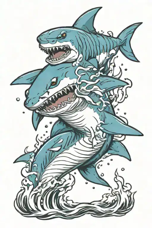shark jumping tattoo design idea
