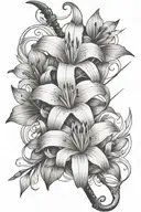 lily flower intertwined within bow and arrow going tattoo design idea