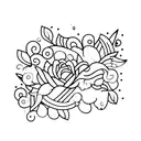 A minimalist wine glass filled with pink wine tattoo design idea