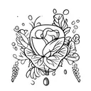 A minimalist wine glass filled with pink wine tattoo design idea