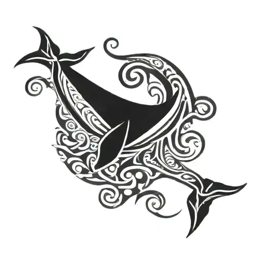 hawaiian tribal tail of whale  tattoo design idea
