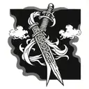 A dynamic and powerful tattoo design featuring a thunderbolt intertwined with a sword, symbolizing strength and courage in battle tattoo design idea