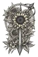 arrow with sunflowers in a western theme tattoo design idea