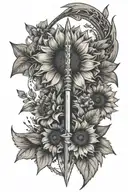 arrow with sunflowers in a western theme tattoo design idea