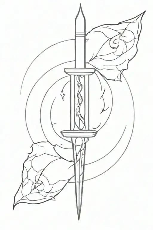 torch shaped like a dagger piercing the triple moon symbol tattoo design idea