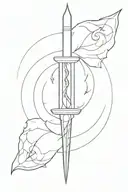 torch shaped like a dagger piercing the triple moon symbol tattoo design idea