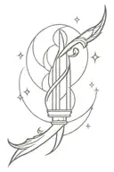 torch shaped like a dagger piercing the triple moon symbol tattoo design idea