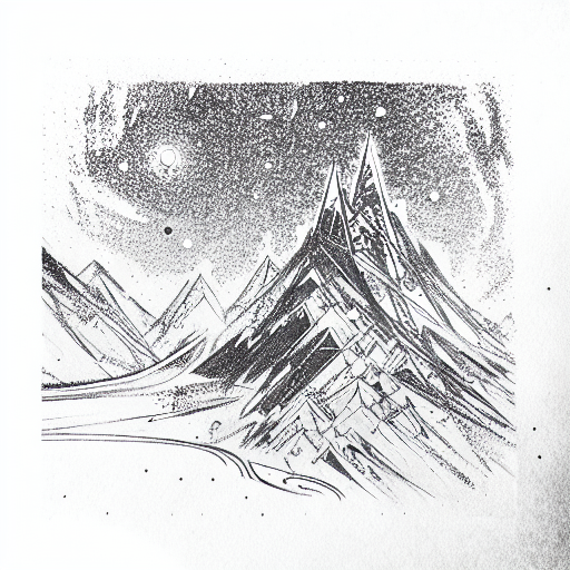 space and mountain  tattoo design idea