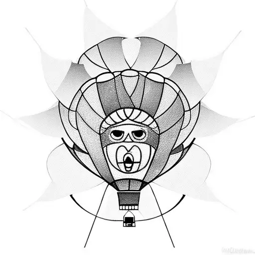 Comedy drama masks as a hot air balloon the balloons basket made of flowers tattoo design idea