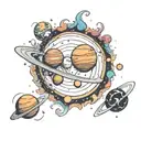 planets orbiting tattoo design idea